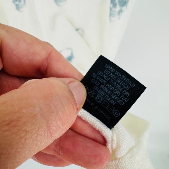 Skull Cashmere Linen Skull Print Tank Top Large Lightweight Edgy Knit - Picture 6 of 8